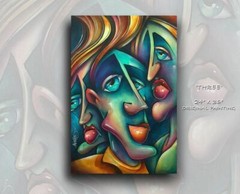 Modern Painting Figurative Art „Three“ Urban X, Mix Lang Abstract Original