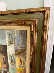 J LOMBARD Original Oil Painting Paris Street Cafe 44×32 Influenced B Buffett?