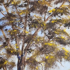 Original D Davidson Oil Painting Landscape Trees Lake Framed 19×23 Vintage Art