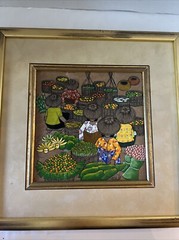 Asian Thai Expressionist Leaf painting-Artist Thanom-Vintage-Mid Century Modern