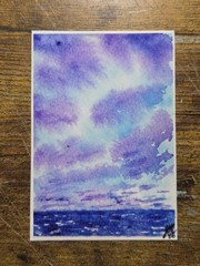 ACEO *Art Print of Original watercolor „Beach Day“ by El Duderino