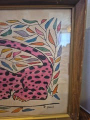 R. Davis „Jaguar In The Jungle“ Watercolor/Ink EUC 17″ X 21.5″ Framed Rare Find