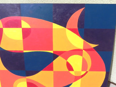 Contemporary abstract painting on board hard edge style art student work