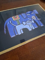 Jamini Roy Mother and Child Elephant Painting
