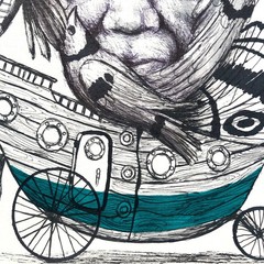 ALAIN DONATE HERNANDEZ ORIGINAL MIXED MEDIA ACRYLIC,INK ON CARDBOARD 8″X 11″