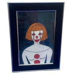 Original Painting Pennywise Clown Girl #2 Halloween Horror Ooak Framed Art