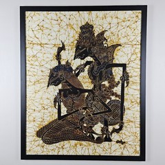 Large Original Signed Batik Painting 37.5×30.5 Framed Art – Rama & Shinta