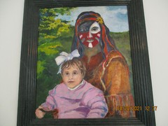 American West – portrait of artist’s daughter and woman in Native American garb