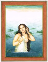 Woman Painting Of Beautiful Ladies Bathing In Lake Gouache On Paper 10×13.5 Inch