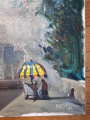GREGG KREUTZ ORIGINAL OIL PAINTING ON CANVAS American b.1947 New York Scene?