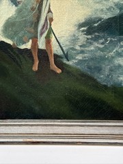 Antique Beach Painting Coastal Fisherman Portrait Art Deco Impressionism 1910’s