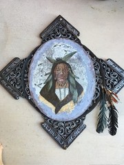 “Crow,” By Tazz Original Mixed Media Painting Framed 23.75” X 22.5.”