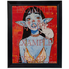 Colorful Modern Art Green Demon Oni 14×11 Original Acrylic Painting on Paper