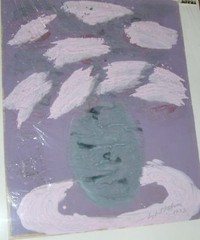 Sybil Gibson folk art painting- “ FLOWERS“ large vintage