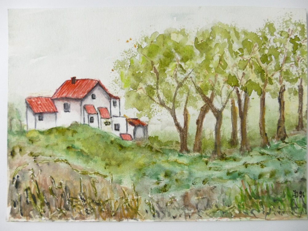 Ingeborg Jakob Wilhelmshaven Watercolour Hand Signed Dated 13×18.5cm To-5024