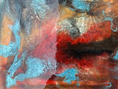 original painting on canvas signed on the back. Colorful acrylic 11” x 12” resin