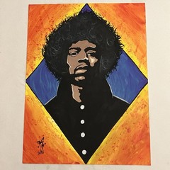 Original Acrylic Painting 1960s Rock Legend Portrait Psychedelic 18×24 KG Art