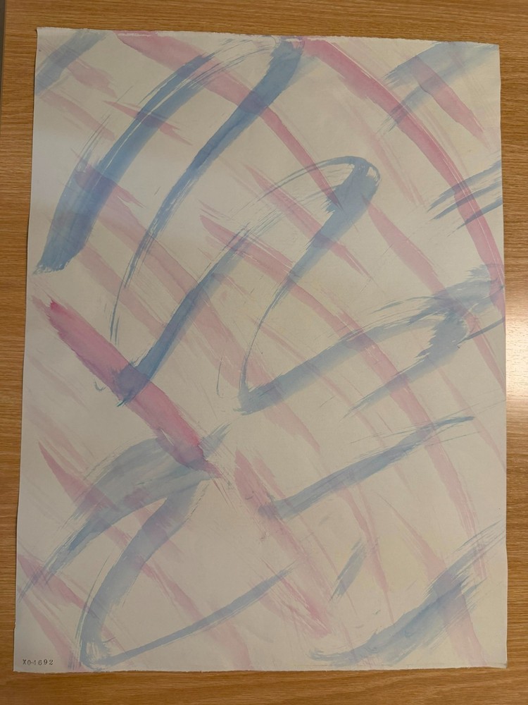 Original Gouache Abstract Crosshatch Brushstroke Signed Ling-Homan #24/190