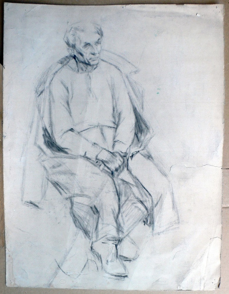Coal Painting Paper Portrait of Erlich Rodzyn N. Original Unframed Wall nKork51