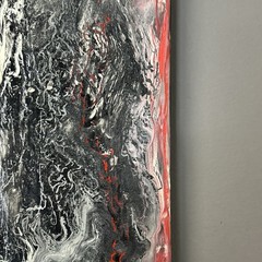 Canvas Painting 16 X 20 Black Red Gothic Acrylic Signed Titled Haunted Attic