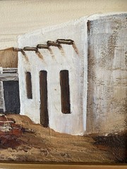Wallcut Signed Framed Adobe Hut Realism Oil Painting Mexican Architecture COA