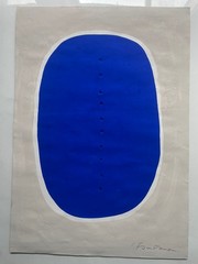 Lucio Fontana Original Painting on Paper Blue Concept Spacial Art Minimalist F84