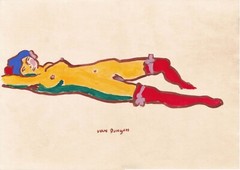 Kees van Dongen painting nude erotic art deco fauvist reclining portrait