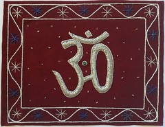 Indian Velvet Embroidery Art Handmade Jaipur Hindu Om Decor Ethnic Handicraft