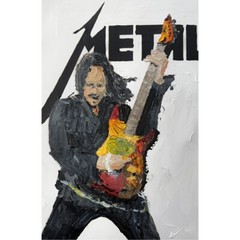 ORIGINAL 2 Piece 11×17″ Metallica Hetfield Hammett Music Impasto Art Painting