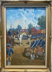 William Mix Original Oil Painting Colonial Revolutionary War Soldiers Framed