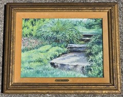 Rare Paul Bruyere Painting „Fantasie“ 1969 Palm Beach Art Show A French Garden