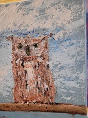 Textured Owl Painting Vibrant Abstract Expressionism Canvas Painting