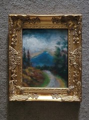 Original Landscape Art Painting Linen Blue Mountain Hill Save Knob Impressionism