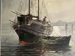 Konstantinos Sofianopoulos Original Watercolor Painting Seascape Framed