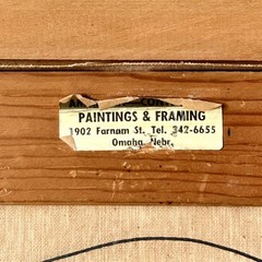VTG 70s Original Landscape Oil on Canvas Rustic Wood Linen Gold Painting 17.5in