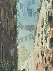 Antique Painting Impressionist Village Landscape 1910’s Vintage Italy De Fulvis