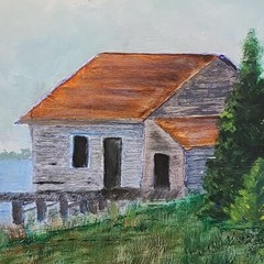 Original Signed Painting „Last Fish House on the Indian River“ 1970