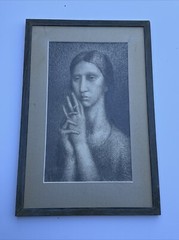 MID CENTURY MODERN DRAWING MASTERFUL FEMALE WOMAN MODEL MODERNISM EXPRESSIONISM