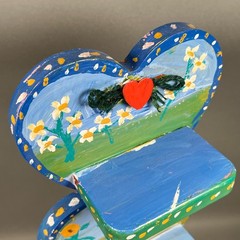 Sam The Dot Man McMillan Folk Art Original Hand Painted Heart Shelf SIGNED, NC