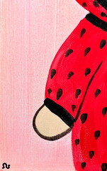 Dog in Strawberry Costume Painting, Whimsical Dog Art 11×14