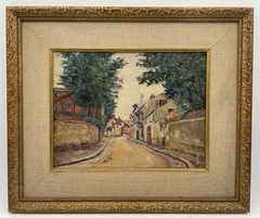 1930s Possibly Maurice UTRILLO Road Flags Marly-le-Roi Paris School Oil Painting