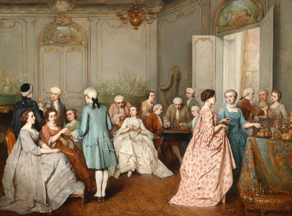 Canvas Print Oil painting European Court Meeting Party printed on canvas L1116