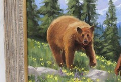 Tom Haas 16×20 Oil Painting Bear Family Mountain Landscape Listed Arizona Artist