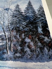 Limited Watercolor Painting Snowbound Mountains Cabin Christmas Signed 10” X 8”