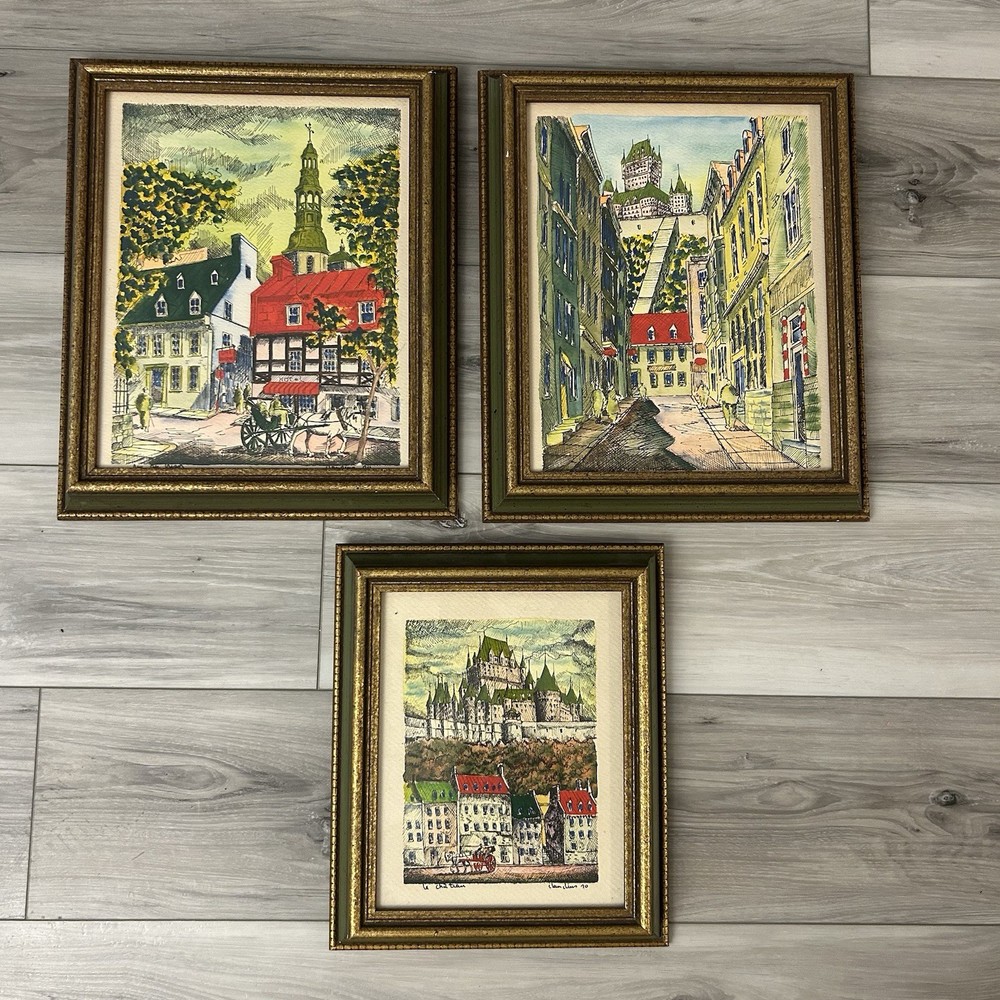 Claudius Girard Cityscape Framed Vintage Original Fine Art Quebec City 1970