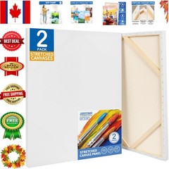 24×36 Inch 2-Pack Stretched Canvas Set for Acrylics & Oils – Premium Cotton