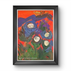 BLESSED#963 Hot Sky Blue Roses 12×9 Original Canvas Neo Abstract Expressionism