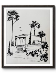 GREEK LANDSCAPE 14×11 Original #50 COLUMNS Abstract PAPER Fine Art