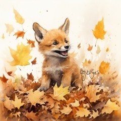 Watercolor Fox Painting Art Print 8×11 inch