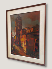 Antonio Belli Sunset in an Old Italian Village/Landscape/Original Oil Painting